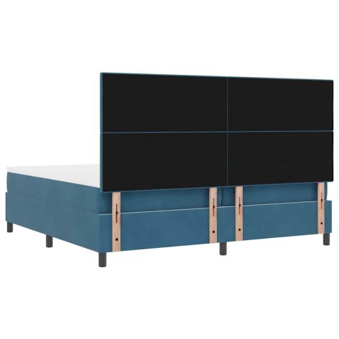 Łóżko sprężynowe Ciemnoniebieski 200 x 200 cm tkanina
