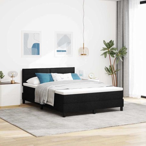 Łóżko sprężynowe z materacem z LED Czarny 140 x 190 cm tkanina