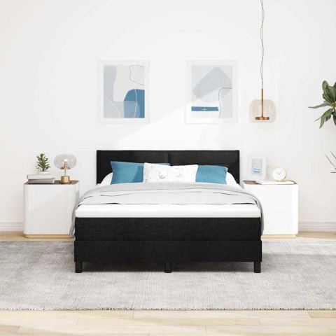 Łóżko sprężynowe z materacem z LED Czarny 140 x 190 cm tkanina