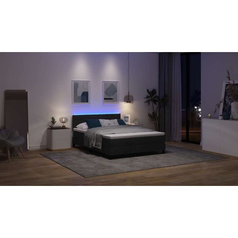 Łóżko sprężynowe z materacem z LED Czarny 140 x 190 cm tkanina