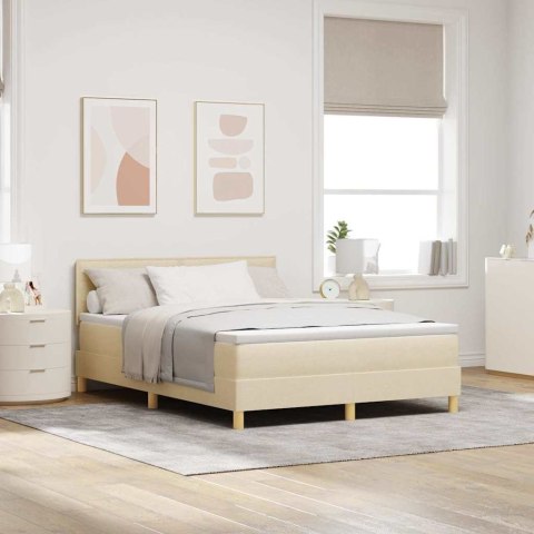 Łóżko z sprężyną LED z materacem Kremowy 140 x 200 cm tkanina