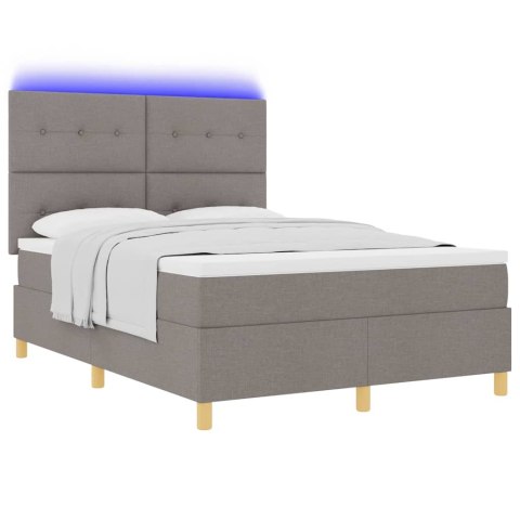 Łóżko z sprężyną LED Ciemnoszary 140 x 190 cm tkanina