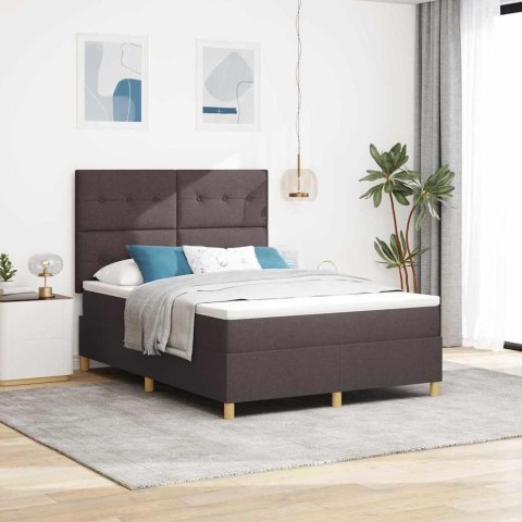 Łóżko z sprężyną LED Ciemny brąz 140 x 200 cm tkanina