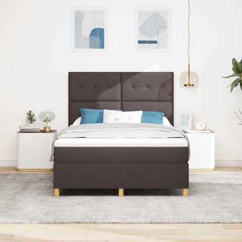 Łóżko z sprężyną LED Ciemny brąz 140 x 200 cm tkanina