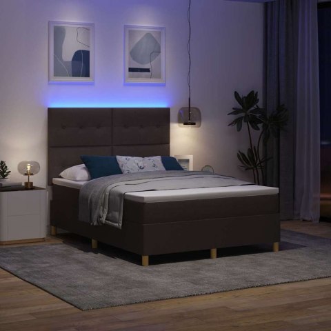 Łóżko z sprężyną LED Ciemny brąz 140 x 200 cm tkanina