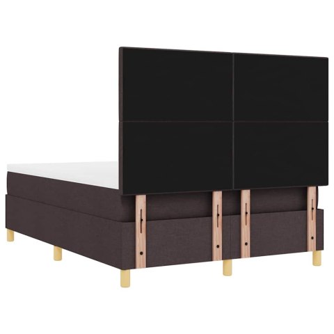 Łóżko z sprężyną LED Ciemny brąz 140 x 200 cm tkanina