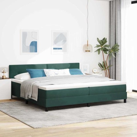 Łóżko z sprężyną LED z LED Ciemna zieleń 200 x 200 cm Aksamit