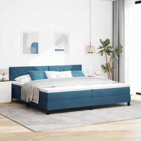 Łóżko z sprężyną LED z LED Ciemnoniebieski 200 x 200 cm Aksamit