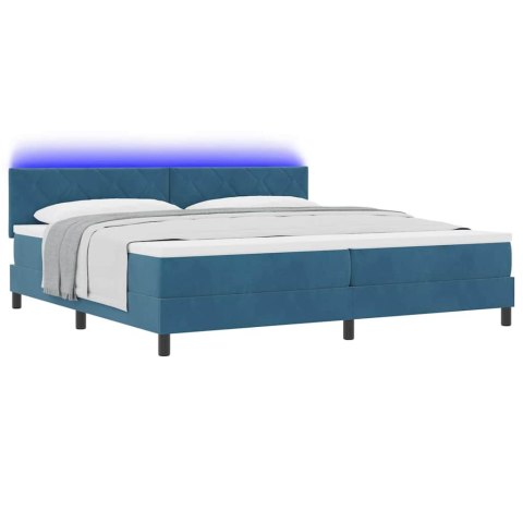 Łóżko z sprężyną LED z LED Ciemnoniebieski 200 x 200 cm Aksamit