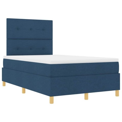 Łóżko z sprężyną LED z materacem Niebieski 120 x 200 cm tkanina