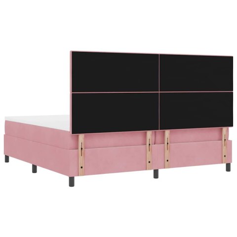 Łóżko z sprężyną LED z materacem Różowy 200 x 200 cm tkanina