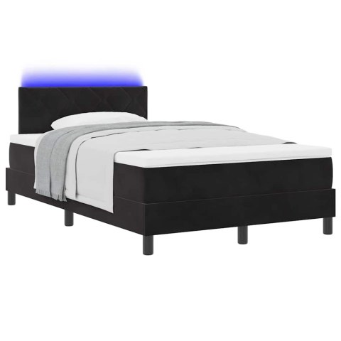 Łóżko z sprężyną LED z materacem Czarny 120 x 190 cm Aksamit
