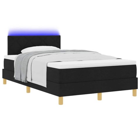 Łóżko z sprężyną LED z materacem Czarny 120 x 200 cm tkanina
