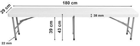 Ławka cateringowa składana w walizkę 180 cm biała