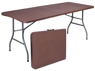 Stół bankietowy składany w walizkę RATTAN 180x74x74,5 brązowy