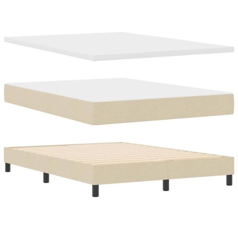 Łóżko sprężynowe z materacem z LED Kremowy 140 x 190 cm tkanina