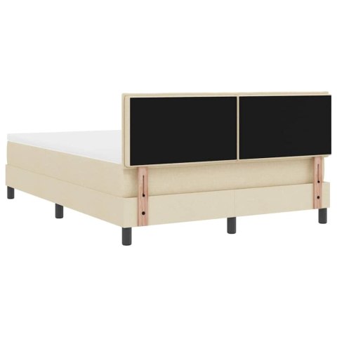 Łóżko sprężynowe z materacem z LED Kremowy 140 x 190 cm tkanina