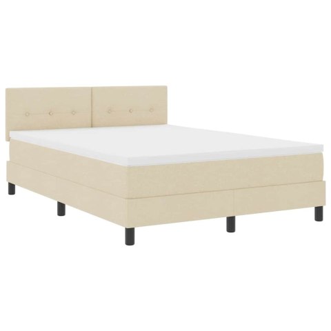 Łóżko sprężynowe z materacem z LED Kremowy 140 x 190 cm tkanina