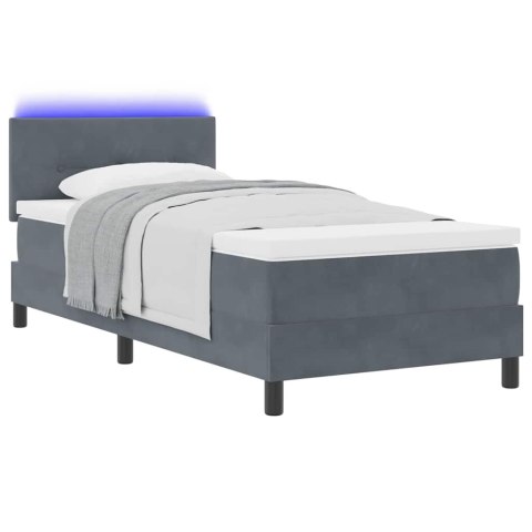 Łóżko z sprężyną LED z LED Ciemnoszary 80 x 200 cm Aksamit
