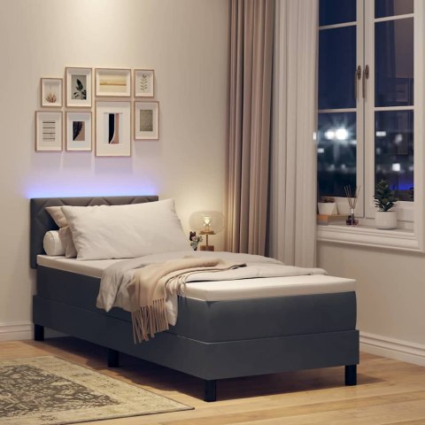 Łóżko z sprężyną LED z LED Ciemnoszary 80 x 200 cm Aksamit