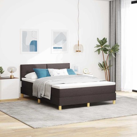 Łóżko z sprężyną LED z LED Ciemny brąz 140 x 190 cm tkanina