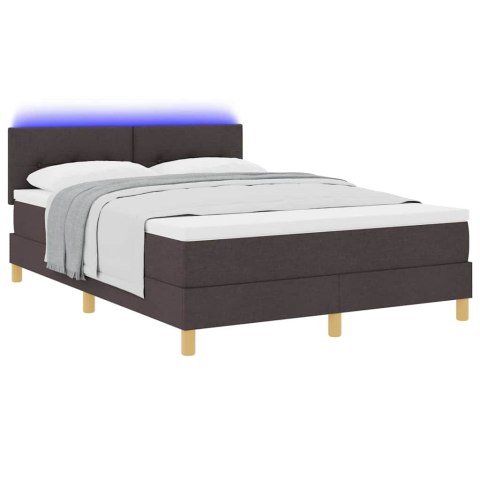 Łóżko z sprężyną LED z LED Ciemny brąz 140 x 190 cm tkanina