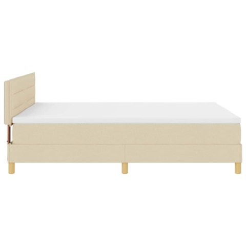 Łóżko z sprężyną LED z materacem Kremowy 140 x 190 cm tkanina