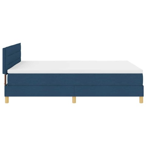 Łóżko z sprężyną LED z materacem Niebieski 140 x 190 cm tkanina