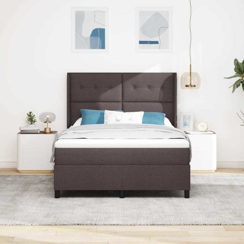 Łóżko z sprężyną LED Ciemny brąz 140 x 190 cm tkanina