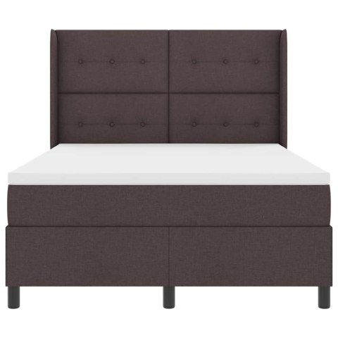 Łóżko z sprężyną LED Ciemny brąz 140 x 190 cm tkanina
