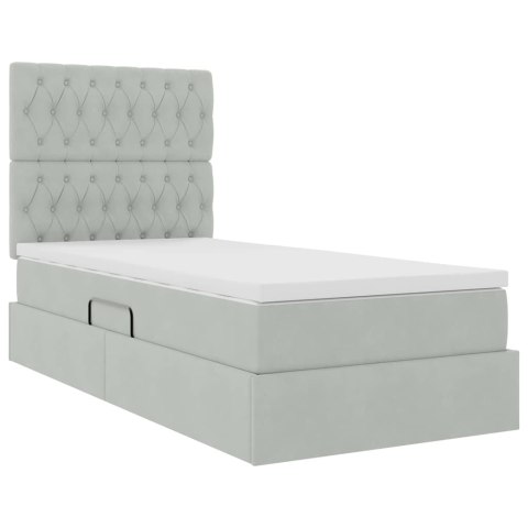 Łóżko z miejscem na przechowywanie i LED Jasnoszary 90 x 190 cm