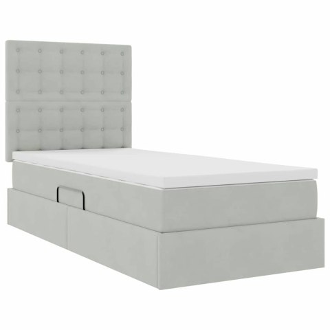 Łóżko z miejscem na przechowywanie i LED Jasnoszary 90 x 190 cm