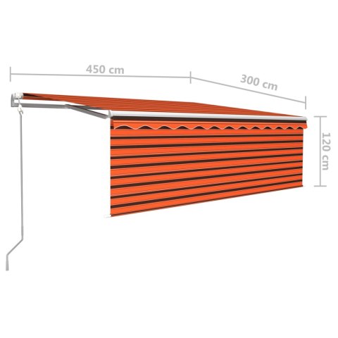 Automatyczna markiza z zasłoną, LED i czujnikiem, 4,5x3 m