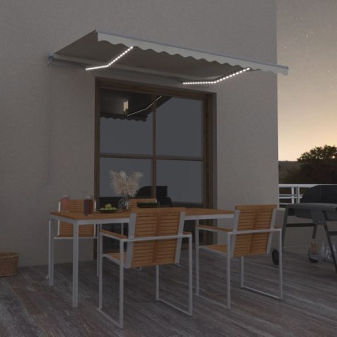 Ręcznie zwijana markiza z LED, 350 x 250 cm, kremowa