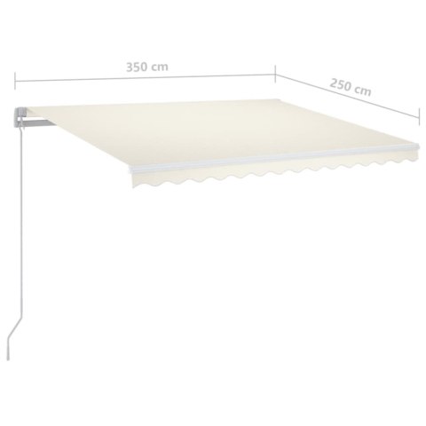 Ręcznie zwijana markiza z LED, 350 x 250 cm, kremowa