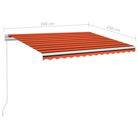 Ręcznie zwijana markiza z LED, 350x250 cm, pomarańczowo-brązowa