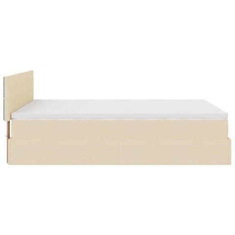 Otomana Łóżko z Materacem i LED Kremowy 140x200 cm Tkanina