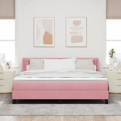 Łóżko sprężynowe z materacem Różowy 200 x 180 cm Poliester