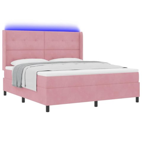 Łóżko sprężynowe z materacem z LED Różowy 180 x 200 cm Aksamit