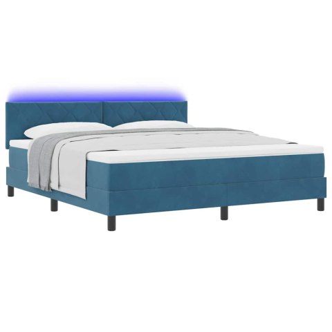 Łóżko z sprężyną LED z LED Ciemnoniebieski 180 x 200 cm Aksamit
