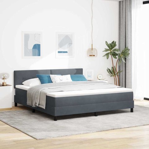 Łóżko z sprężyną LED z LED Ciemnoszary 180 x 200 cm Aksamit