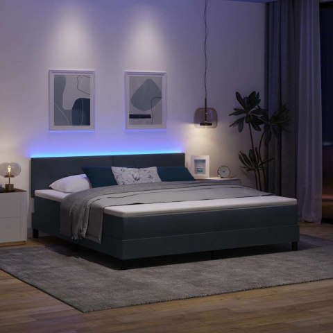 Łóżko z sprężyną LED z LED Ciemnoszary 180 x 200 cm Aksamit