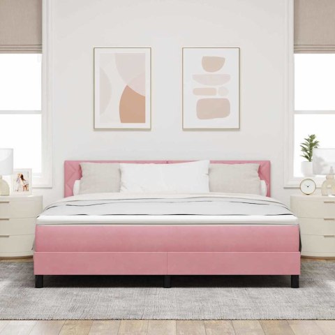 Łóżko z sprężyną LED z materacem Różowy 180 x 200 cm Aksamit