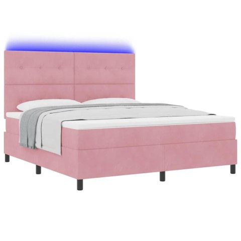 Łóżko z sprężyną LED z materacem Różowy 180 x 200 cm tkanina