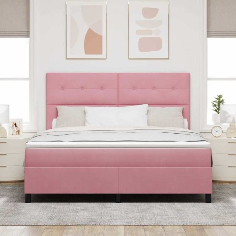 Łóżko z sprężyną LED z materacem Różowy 180 x 200 cm tkanina