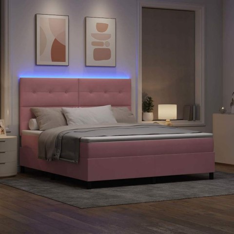 Łóżko z sprężyną LED z materacem Różowy 180 x 200 cm tkanina