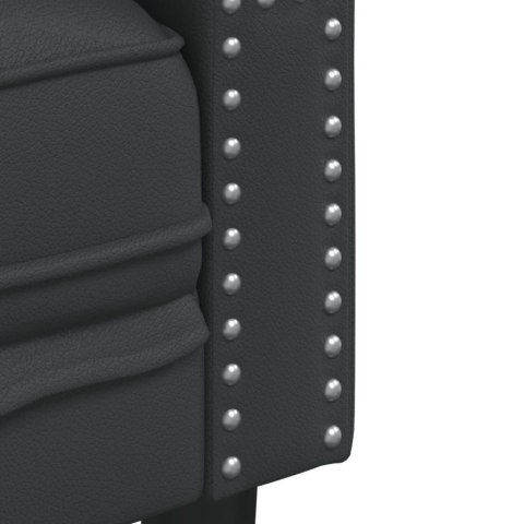 Sofa Chesterfield, 3-os., czarna, tapicerowana sztuczną skórą