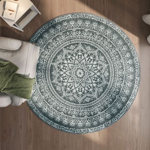 Dywan okrągły boho 160 cm, łatwy w praniu, antypoślizgowy