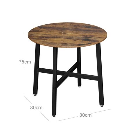 Okrągły stół jadalniany industrialny 80 cm, drewno i stal