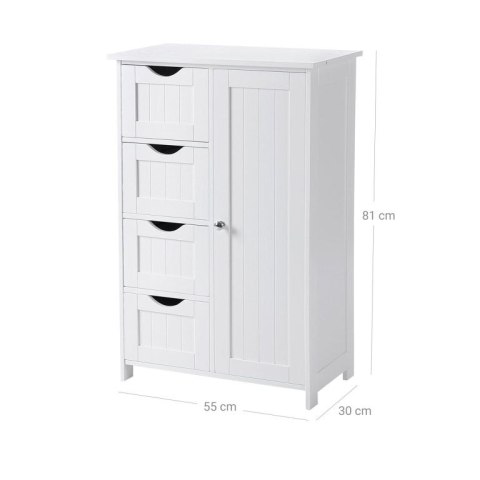 Uniwersalna biała szafka MDF 4 szuflady, regulowana półka